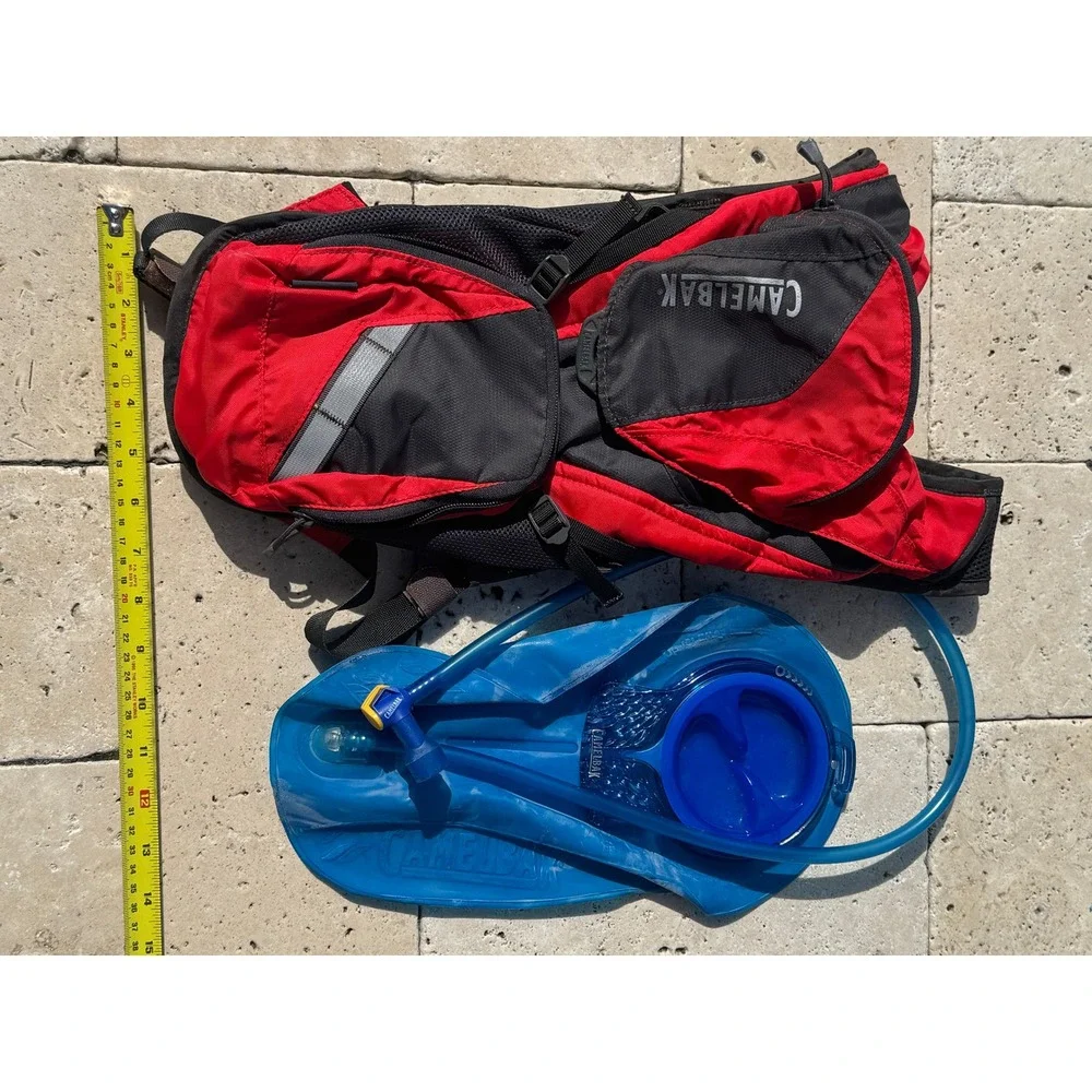 Camelbak Hydration Pack Backpack Hiking Running Biking Water Reservoir Red Black